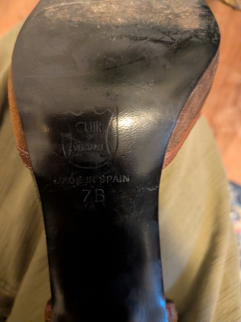 Charles David Collection Green Brown Suede Leather Mary Jane Heels 7B - Picture 8 of 8
